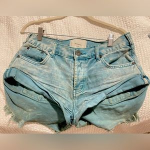 One teaspoon blue ash/green denim shorts
